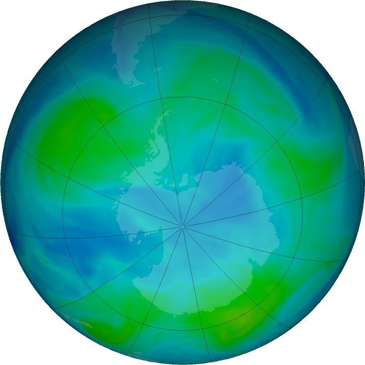 Antarctic ozone map for 19 January 2021